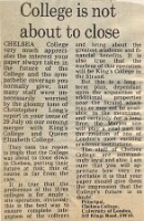 19830803c CHELSEA COLLEGE NOT CLOSING REPLY TO CAL ARTICLE CN